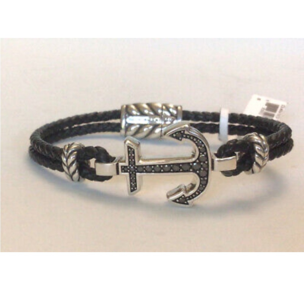 David Yurman Sterling Silver Black Diamond Anchor Bracelet